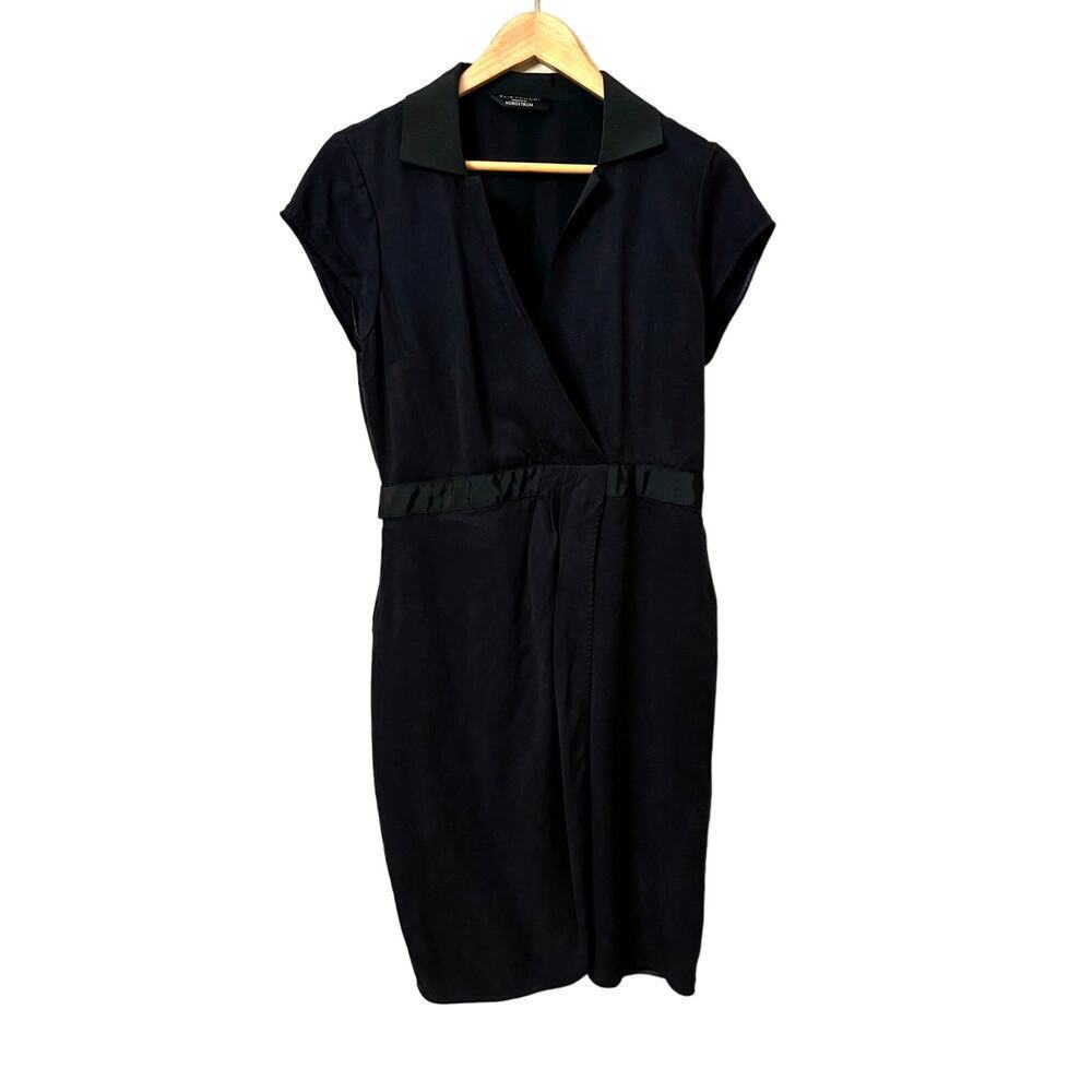 Elie Tahari Nordstrom Tencel Lyocell Women's sz M Navy Blue Sheath Dress